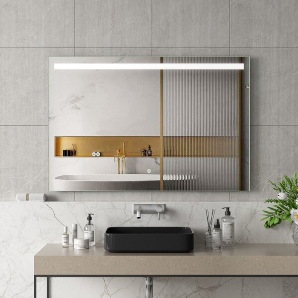 Erga Scarlet, téglalap alakú LED tükör 120x80cm, 920 lm, 3 fényszín, elölről megvilágított, ERG-V01-128-1280-00
