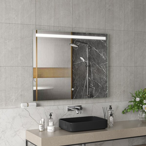 Erga Scarlet, téglalap alakú LED tükör 100x80cm, 690 lm, 3 fényszín, elölről világítás, ERG-V01-128-1080-00