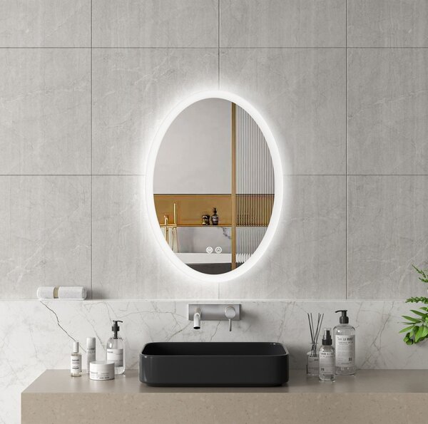Erga Paola, ovális LED tükör 50x70cm, 1725 lm, 3 fényszín, első és hátsó világítás, ERG-V01-302-5070-00