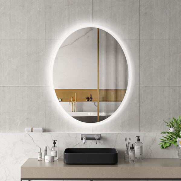 Erga Paola, ovális LED tükör 80x100cm, 2645 lm, 3 fényszín, első és hátsó világítás, ERG-V01-302-1080-00