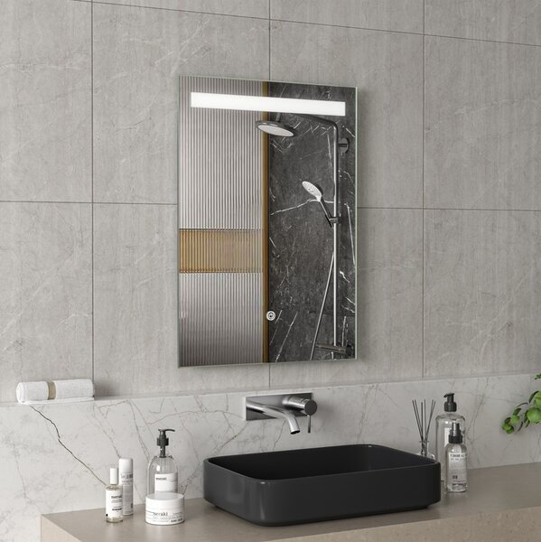 Erga Scarlet, téglalap alakú LED tükör 50x70cm, 345 lm, 3 fényszín, elölről választható világítás, ERG-V01-128-5070-00
