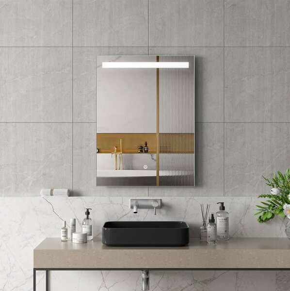 Erga Scarlet, téglalap alakú LED tükör 60x80cm, 460 lm, 3 fényszín, elölről választható világítás, ERG-V01-128-6080-00