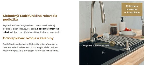 SINK Quality Quality Sink55 gránit mosogató, 780x460x215 mm + grafit szifon, bézs, SKQ-SINK.P.1KDOL.XB