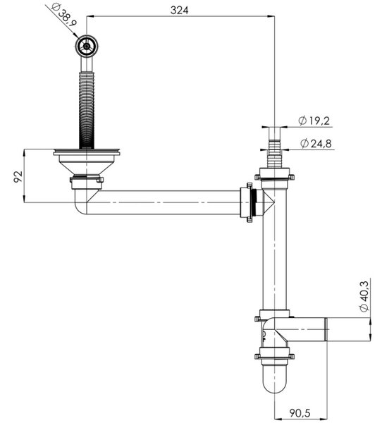 SINK Quality Quality Sink55 mosogató, gránit konyhai mosogató 780x460x215 mm + króm szifon, grafit, SKQ-SINK.G.1KDOL.X