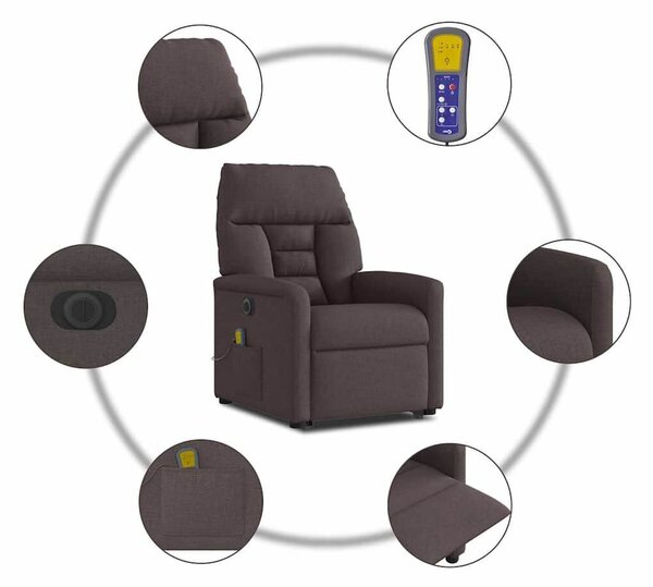 VidaXL sötétbarna szövet dönthető elektromos álló masszázsfotel