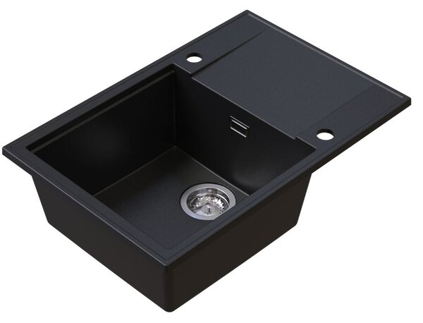 SINK Quality Quality Sink55 mosogató, gránit konyhai mosogató 680x460x215 mm, fekete, arany pöttyökkel, SKQ-SINK.L.1KDO