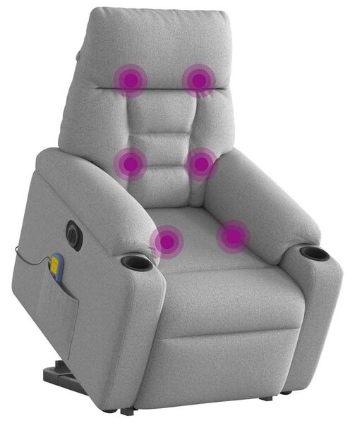 VidaXL Elektromos álló masszázsfotel felhőszürke szövet