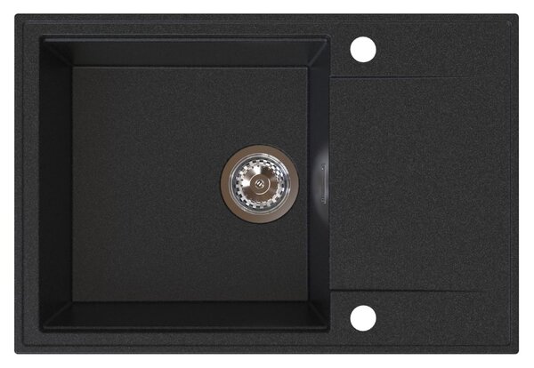 SINK Quality Quality Sink55 mosogató, gránit konyhai mosogató 680x460x215 mm + króm szifon, grafit, SKQ-SINK.G.1KDO.X