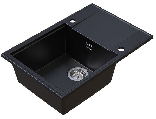 SINK Quality Quality Sink55 mosogató, gránit konyhai mosogató 680x460x215 mm, fekete, SKQ-SINK.C.1KDO