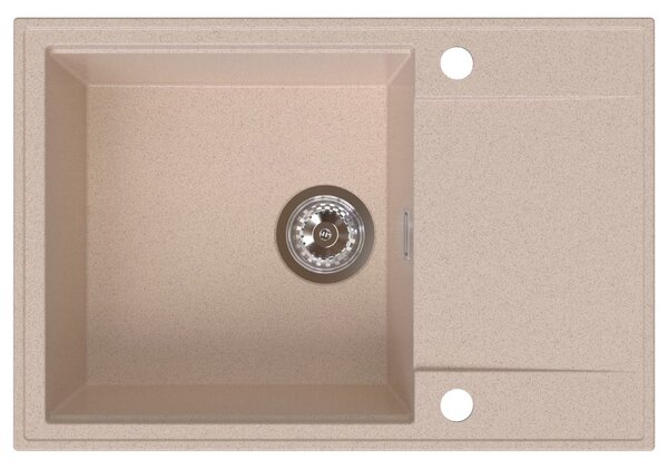 SINK Quality Quality Sink55 gránit mosogató, 680x460x215 mm + króm szifon, bézs, SKQ-SINK.P.1KDO.X
