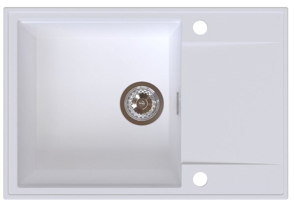 SINK Quality Quality Sink55 gránit mosogató, 680x460x215 mm + króm szifon, fehér, SKQ-SINK.W.1KDO.X