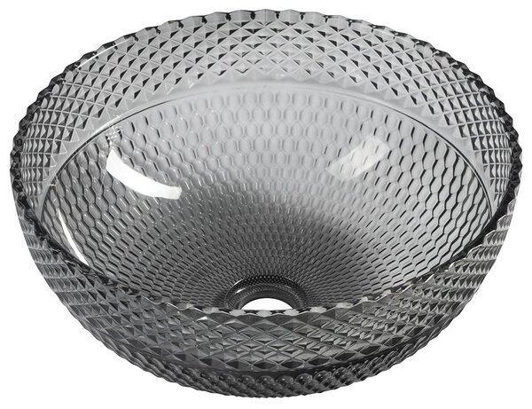 Sapho Sapho, BEAUTY gravírozott üveg pultra szerelhető mosdó Ø 39,5 cm, fekete, TY310