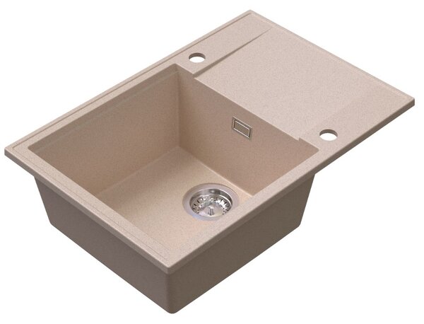 SINK Quality Quality Sink55 gránit mosogató, 680x460x215 mm + króm szifon, bézs, SKQ-SINK.P.1KDO.X