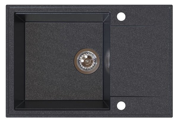 SINK Quality Quality Sink55 gránit mosogató, 680x460x215 mm + króm szifon, fekete pettyes, SKQ-SINK.B.1KDO.X