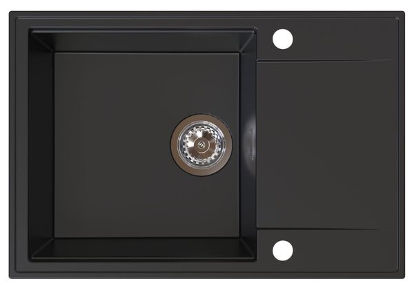 SINK Quality Quality Sink55 mosogató, gránit konyhai mosogató 680x460x215 mm, fekete, SKQ-SINK.C.1KDO