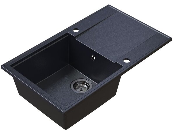SINK Quality Quality Sink55 mosogató, gránit konyhai mosogató 780x460x215 mm + grafit szifon, fekete pettyes, SKQ-SINK.B.1KDOL.XB