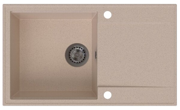 SINK Quality Quality Sink55 gránit mosogató, 780x460x215 mm + grafit szifon, bézs, SKQ-SINK.P.1KDOL.XB