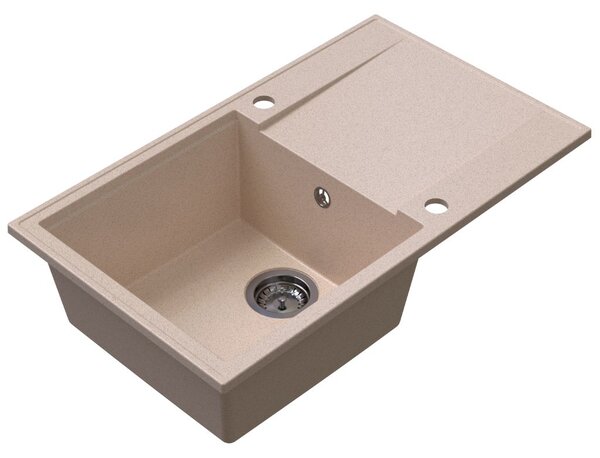 SINK Quality Quality Sink55 gránit mosogató, 780x460x215 mm + grafit szifon, bézs, SKQ-SINK.P.1KDOL.XB