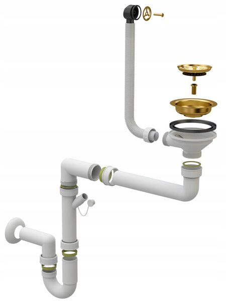 SINK Quality Quality Sink55 mosogató, gránit konyhai mosogató 780x460x215 mm + arany szifon, grafit, SKQ-SINK.G.1KDOL.XG
