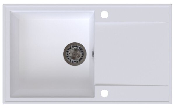 SINK Quality Quality Sink55 mosogató, gránit konyhai mosogató 780x460x215 mm + grafit szifon, fehér, SKQ-SINK.W.1KDOL.XB