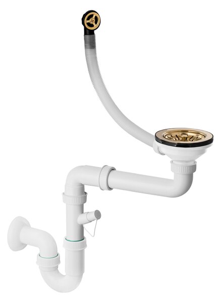 SINK Quality Quality Sink55 gránit mosogató, 780x460x215 mm + arany szifon, fekete, arany pöttyökkel, SKQ-SINK.L.1KDOL.XG