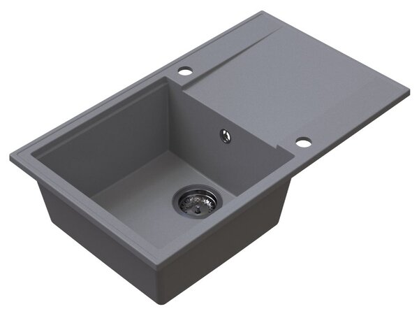 SINK Quality Quality Sink55 mosogató, gránit konyhai mosogató 780x460x215 mm + grafit szifon, szürke, SKQ-SINK.D.1KDOL.XB
