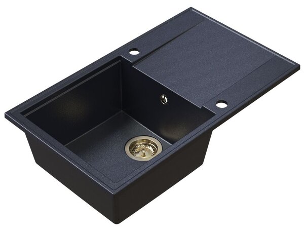 SINK Quality Quality Sink55 mosogató, gránit konyhai mosogató 780x460x215 mm + arany szifon, fekete pettyes, SKQ-SINK.B.1KDOL.XG