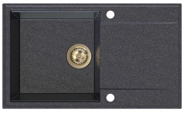 SINK Quality Quality Sink55 mosogató, gránit konyhai mosogató 780x460x215 mm + arany szifon, fekete pettyes, SKQ-SINK.B.1KDOL.XG