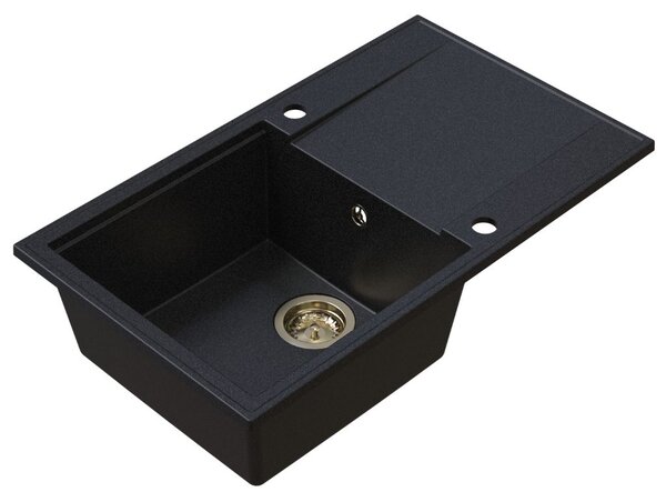 SINK Quality Quality Sink55 mosogató, gránit konyhai mosogató 780x460x215 mm + arany szifon, grafit, SKQ-SINK.G.1KDOL.XG