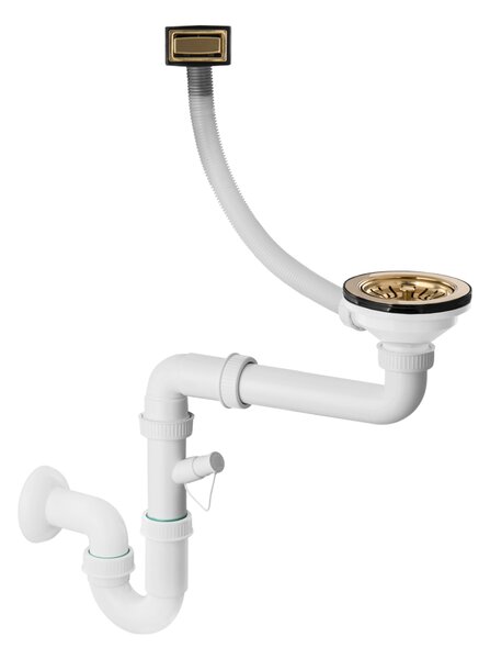 SINK Quality Quality Sink55 gránit mosogató, 620x460x215 mm + arany szifon, fekete pettyes, SKQ-SINK.B.1KKO.XG
