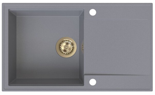 SINK Quality Quality Sink55 gránit mosogató, 780x460x215 mm + arany szifon, szürke, SKQ-SINK.D.1KDOL.XG