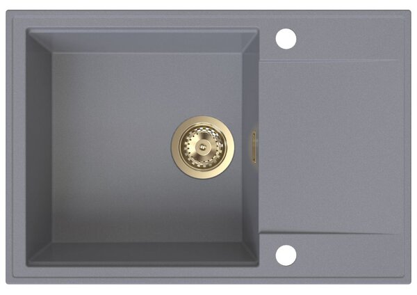 SINK Quality Quality Sink55 gránit mosogató, 680x460x215 mm + arany szifon, szürke, SKQ-SINK.D.1KDO.XG