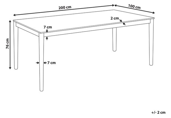 Étkezőasztal ERMELO Természetes kőris 200 cm 100 cm