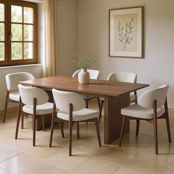 Asztal és szék szett, 7 darabos, Eleganza-Siena, dió, 180x99x75.8 cm