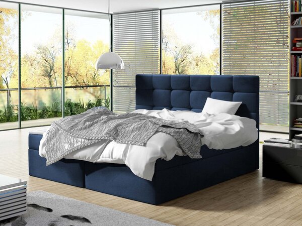 Franciaágy Boxspring Kennedy (140x200) (öko-bőr Soft 011 + fekete)