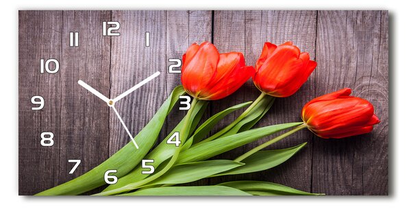 Vízszintes üvegóra Piros tulipánok