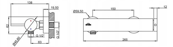 Invena Kalitea, fali zuhanycsaptelep 150 mm, króm, INV-BN-72-001-V