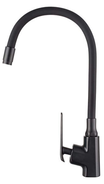 Invena Ligaria, magas mosogatós csaptelep elasztikus karral, Eco Start rendszerrel, matt fekete, INV-BZ-39-004-L