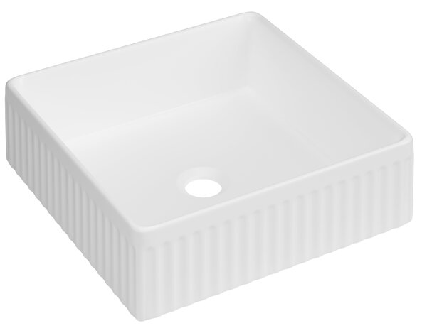 Invena Invena, négyzet alakú kerámia mosdó 365x365x120 mm, fényes fehér, INV-CE-63-K01-L