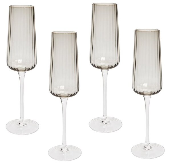 Négydarabos pezsgőspohár szett QUARTZ 230 ml Szürke