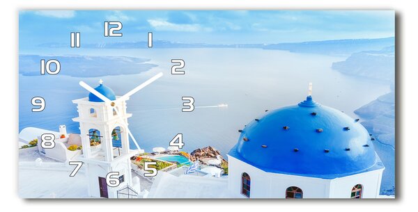 Négyszögletes üvegóra vízszintesen Santorini, görögország
