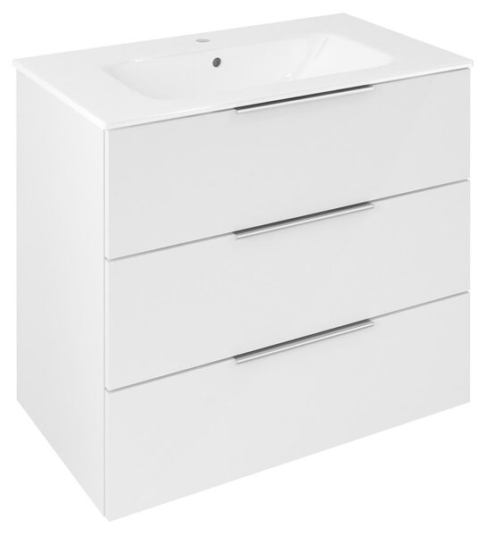Sapho Sapho, CIRASA mosdószekrény 79,8x75x46cm, 3 fiókkal, fehér fényes, CR831-3030
