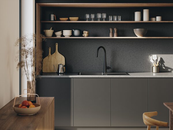 Laveo Marmara, 1 rekeszes rozsdamentes mosogató 760x440x200mm, grafit, LAV-SAM_511T