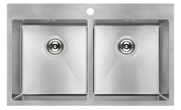 Laveo Marmara, 2 rekeszes rozsdamentes mosogató 780x480x200 mm, acél, LAV-SAM_020T