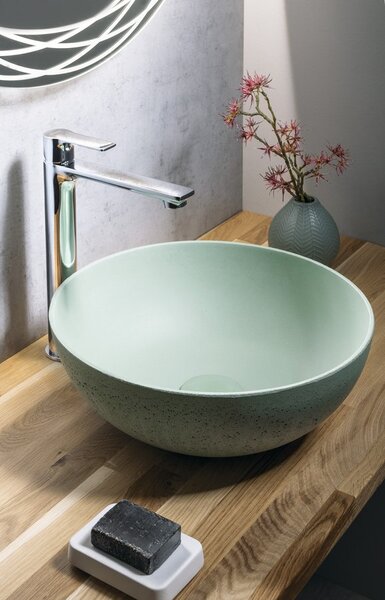 Sapho Sapho, FORMIGO beton pultra szerelhető mosdó, 39 cm átmérőjű, matt zöld, FG323