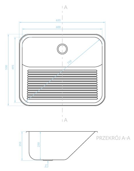 Kuchinox EKO, rozsdamentes mosogató 635x530x255 mm, acél, LAV-SKE_090A