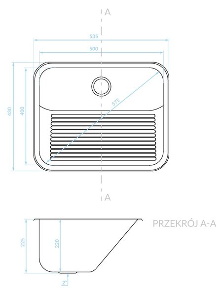 Kuchinox EKO, rozsdamentes mosogató 535x430x255 mm, acél, LAV-SKE_090T