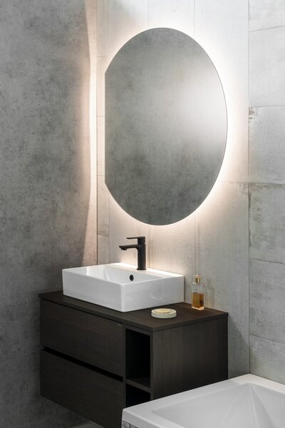 Sapho Sapho, DARA CUT LED háttérvilágítású tükör 20W, ø 100x90cm, fűtőfólia, 34900CI