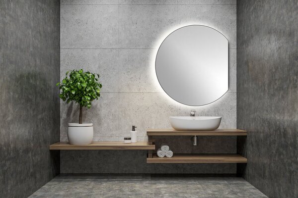 Sapho Sapho, DARA CUT LED háttérvilágítású tükör 20W, ø 100x90cm, fűtőfólia, 34900CI