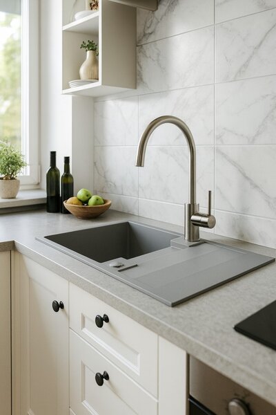 Kuchinox Rab, 1 rekeszes gránit mosogató 760x440x160 mm, szürke, LAV-SBF_511Y